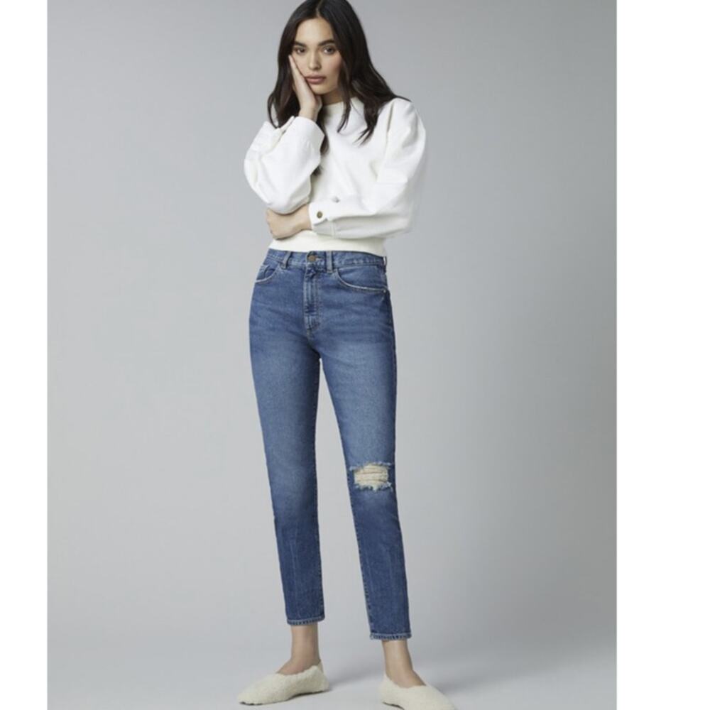 DL1961 Bella Slim High Rise Cropped Distressed Vintage Stretch 29 NEW IndieSleaz